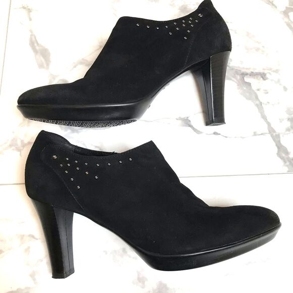 Aquatalia Black Suede Heels with Metallic Detail Size 8 - Picture 7 of 9